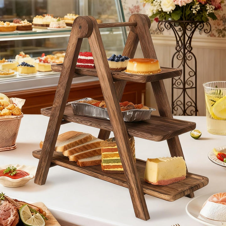 Etagere 3 Etagen Holz, Cupcake Ständer Holz, Dessertständer mit Hölzernes, Tortenständer 3 Etagen, H