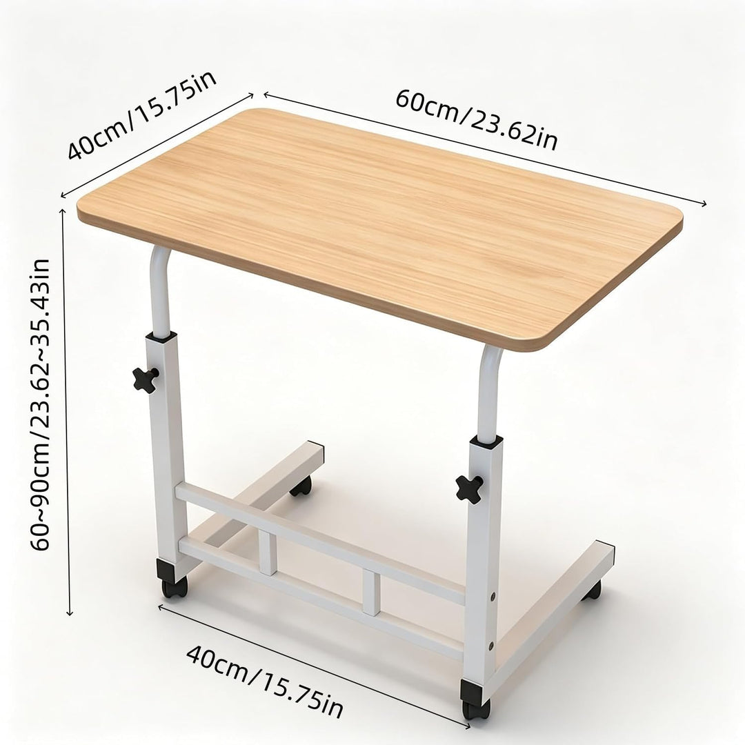 Höhenverstellbarer mobiler Überbetttisch mit Rollen, 60×40cm