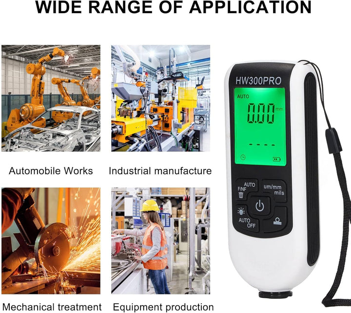 HW-300PRO Digitales Beschichtungsdickenmessgerät mit 1 µm Auflösung. Lackschichtdickenmessgerät. Zum