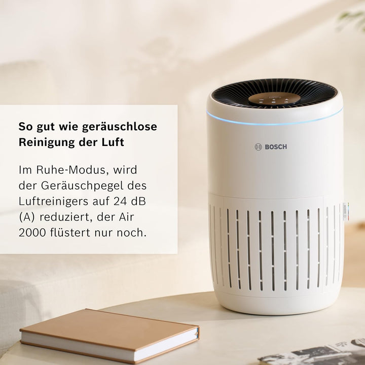 Bosch Air 2000, Luftreiniger für bis zu 37,5 m² entfernt 99,9% aller Verschmutzungen, 3in1 Filter in