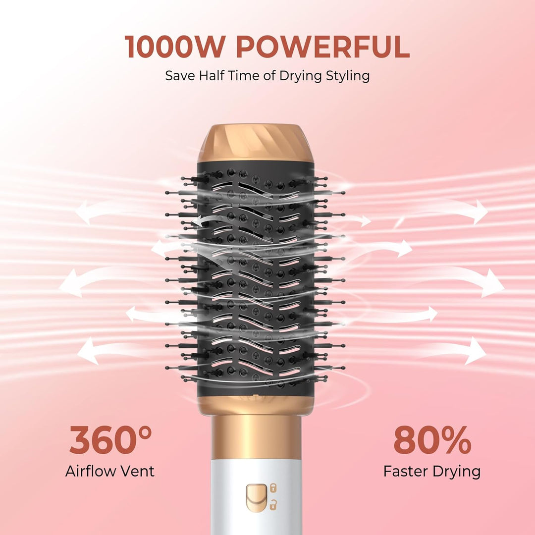 MogaWave Pro Airbrush Air Styler 6 in 1 Hair Styler, 1000W Rundbürstenföhn, Warmluftbürste, Föhnbürs