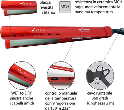 ALTÉAX® EXCLUSIVE Professioneller Haarglätter aus Titan, mit Widerstand aus Keramik, Temperaturregel