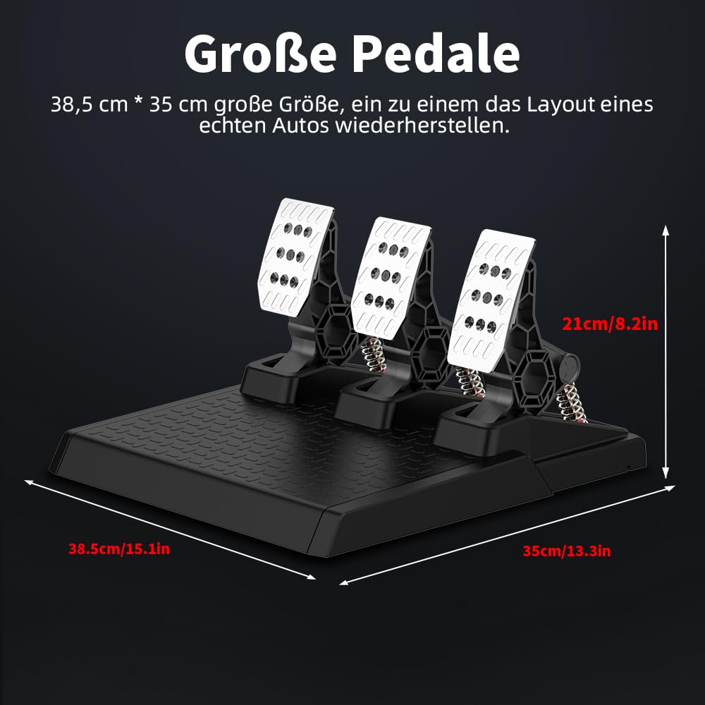 NBCP Gaming Lenkrad Pedale mit Hall-Effekt-Sensor,PC Gaming Lenkrad Pedal Set,Austauschbare Federn,V