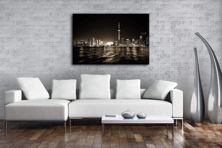 deyoli farbenfrohe Küste von Toronto Format: 80x60 Effekt: Sepia als Leinwand, Motiv fertig gerahmt