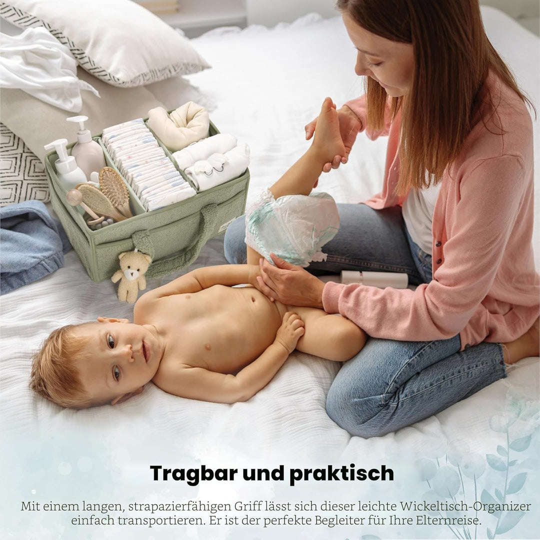 PeraBella Baby-Windel-Caddy Organizer für Wickeltisch, Baby-Aufbewahrungskorb für Windeln und Feucht