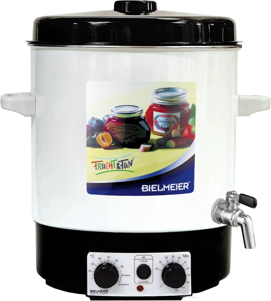 BIELMEIER Einkochautomat Emaille 29 Liter 2000W Zeituhr Auslaufhahn Edelstahl 3/8 Zoll, Einkochen Ei
