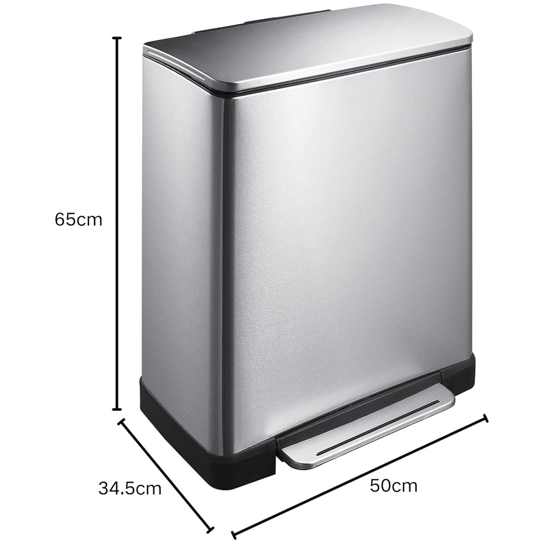 EKO E-Cube Tretmülleimer 28+18L Mülltrenner (34.5 x 50 x 65 cm, Dämpfer-System, Fingerabdruck frei,