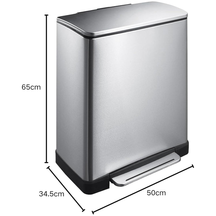 EKO E-Cube Tretmülleimer 28+18L Mülltrenner (34.5 x 50 x 65 cm, Dämpfer-System, Fingerabdruck frei,
