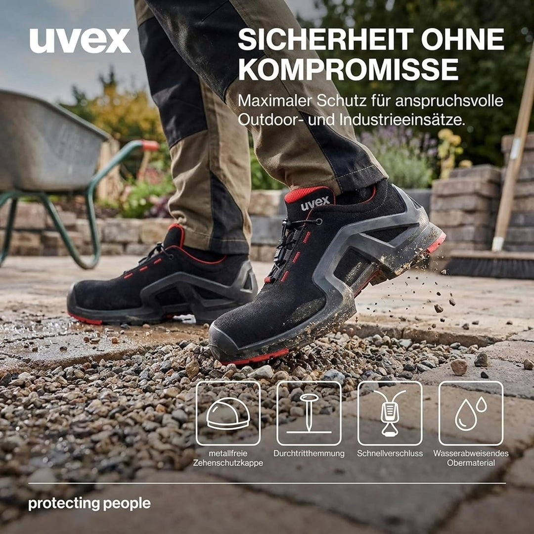 Uvex 1 X-Tended Support Arbeitsschuhe - S3-Sicherheitsschuhe für Damen &amp; Herren - Rot-Schwarz 35 EU