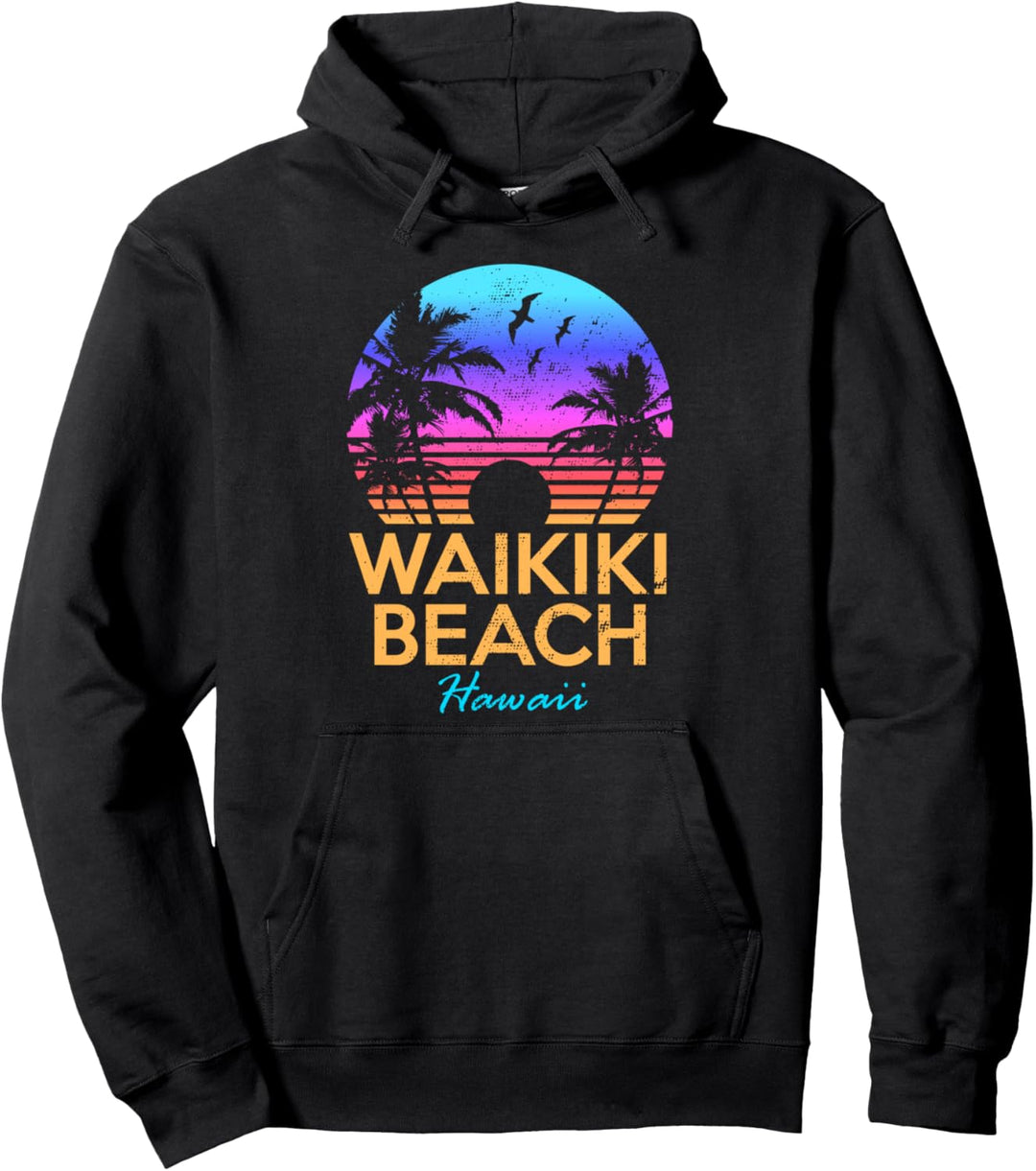 WAIKIKI BEACH HAAWAII Retro Sunset Summer Vibes Ästhetisch Pullover Hoodie