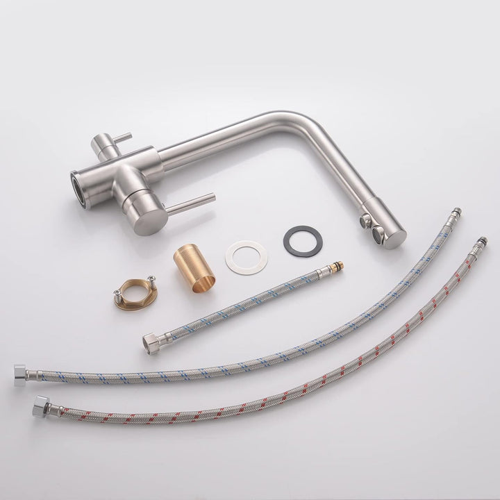 KEOKBON 3 Wege Wasserhahn Küche, Trinkwasserhahn Küchenarmatur, 360° Schwenkbar Wasserhähne, Spültis