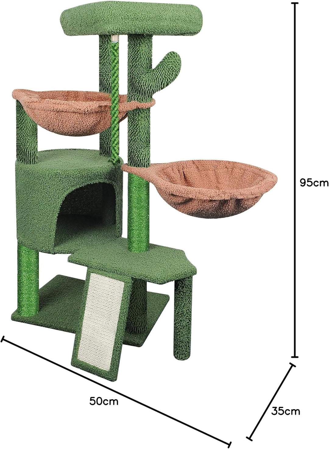 TWDEPART Kratzbaum für Katzen mit Aktivitätscenter, 95cm Kletterbaum Katzenspielzeug mit Spielzeugku