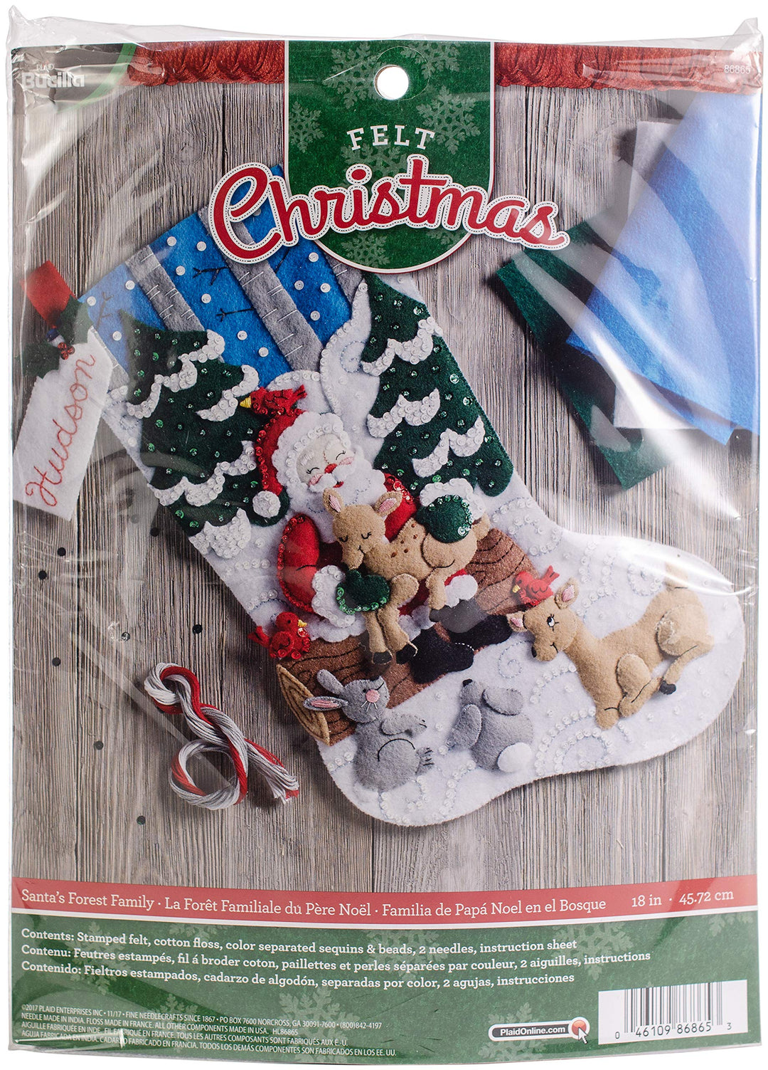 Bucilla 86865 Santa's Forest Family Kit Strumpf, Baumwolle, multi, By The Yard