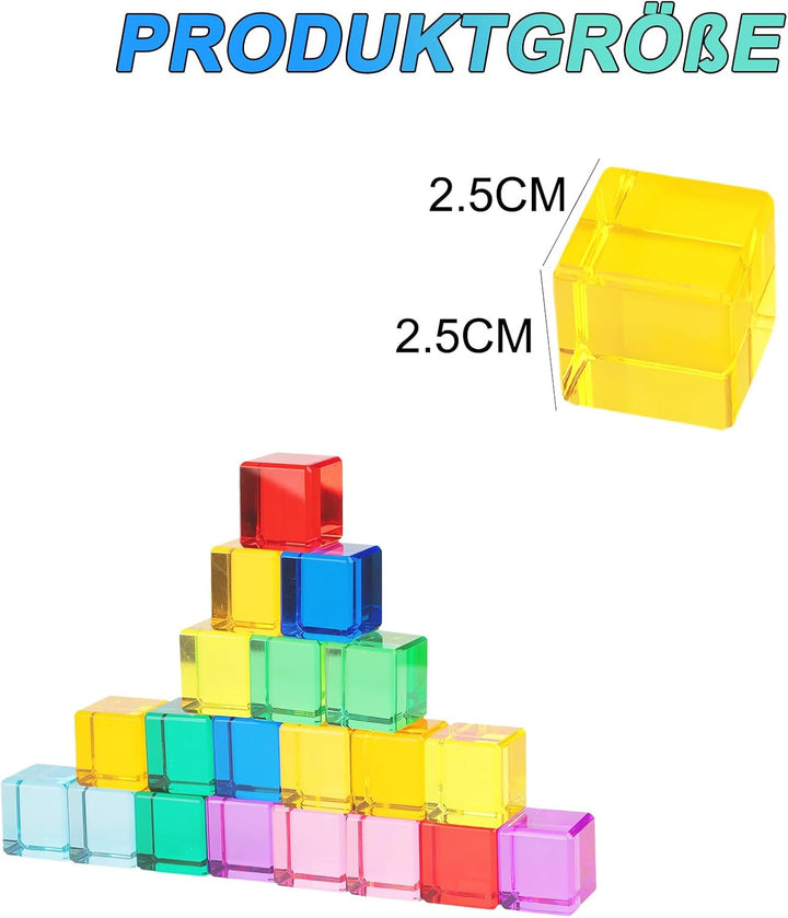 Lixstyea 20pcs Acryl Bausteine Kinder - Sensorik Bausteine Jelly Blocks, Lichtbausteine, Montessori