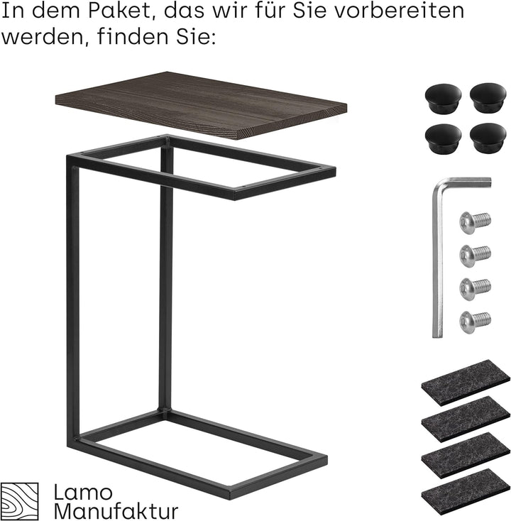 LAMO Manufaktur Beistelltisch | Laptoptisch | Sofatisch | mobiler Kaffeetisch | Nachttisch | 50x35x6