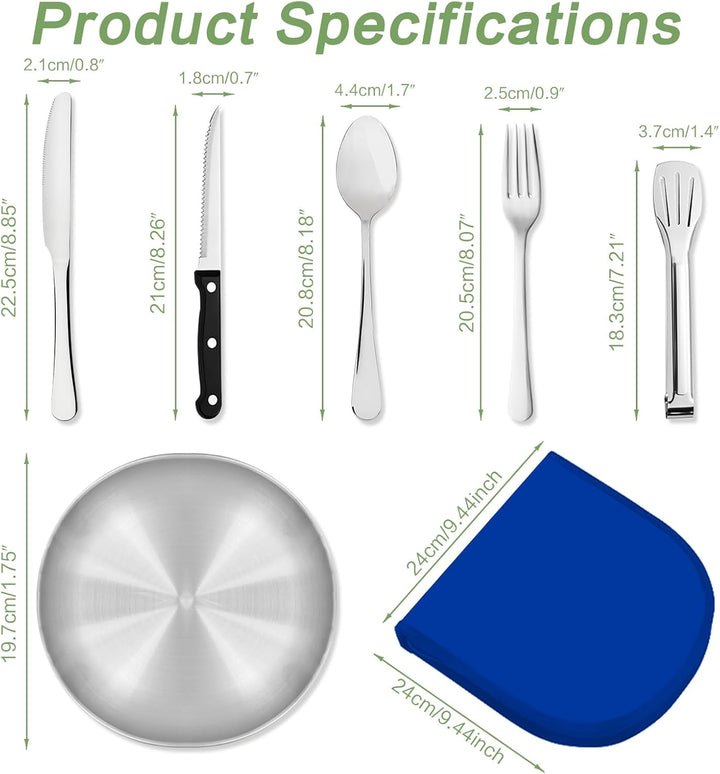 Camping Geschirr 2/4 Personen, 11/21PCS Camping Zubehör Camping Besteck Set Edelstahl Picknick Zubeh