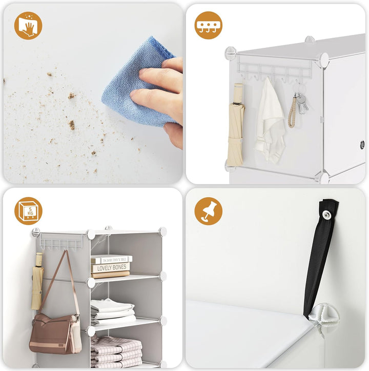 Mondeer Schuhregal, Kunststoff Schuhschrank, Modulares Schuhaufbewahrung mit Tür, Staub- und Wassera