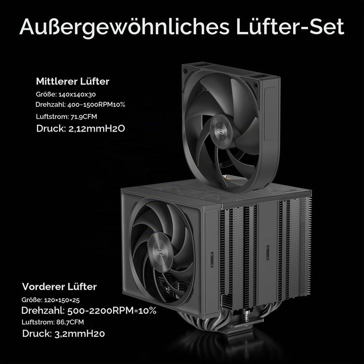 PCCOOLER CPS RZ820 CPU Kühler, 290W Dual Tower CPU-Luftkühler, 8 Heatpipes CPU Kühlung mit drei Modi