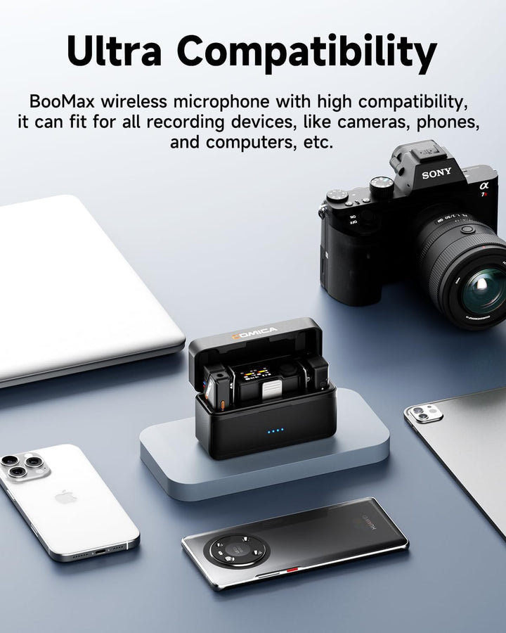 COMICA BooMax Kabelloses Lavalier Mikrofon, Dual Ansteckmikrofon für iPhone/Android/Kamera/PC, 48 kH