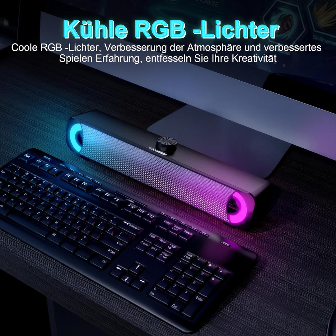 HPYLIF·H USB PC Lautsprecher, PC Soundbar, Computer Gaming Lautsprecher mit Surround Stereo Audio Bu