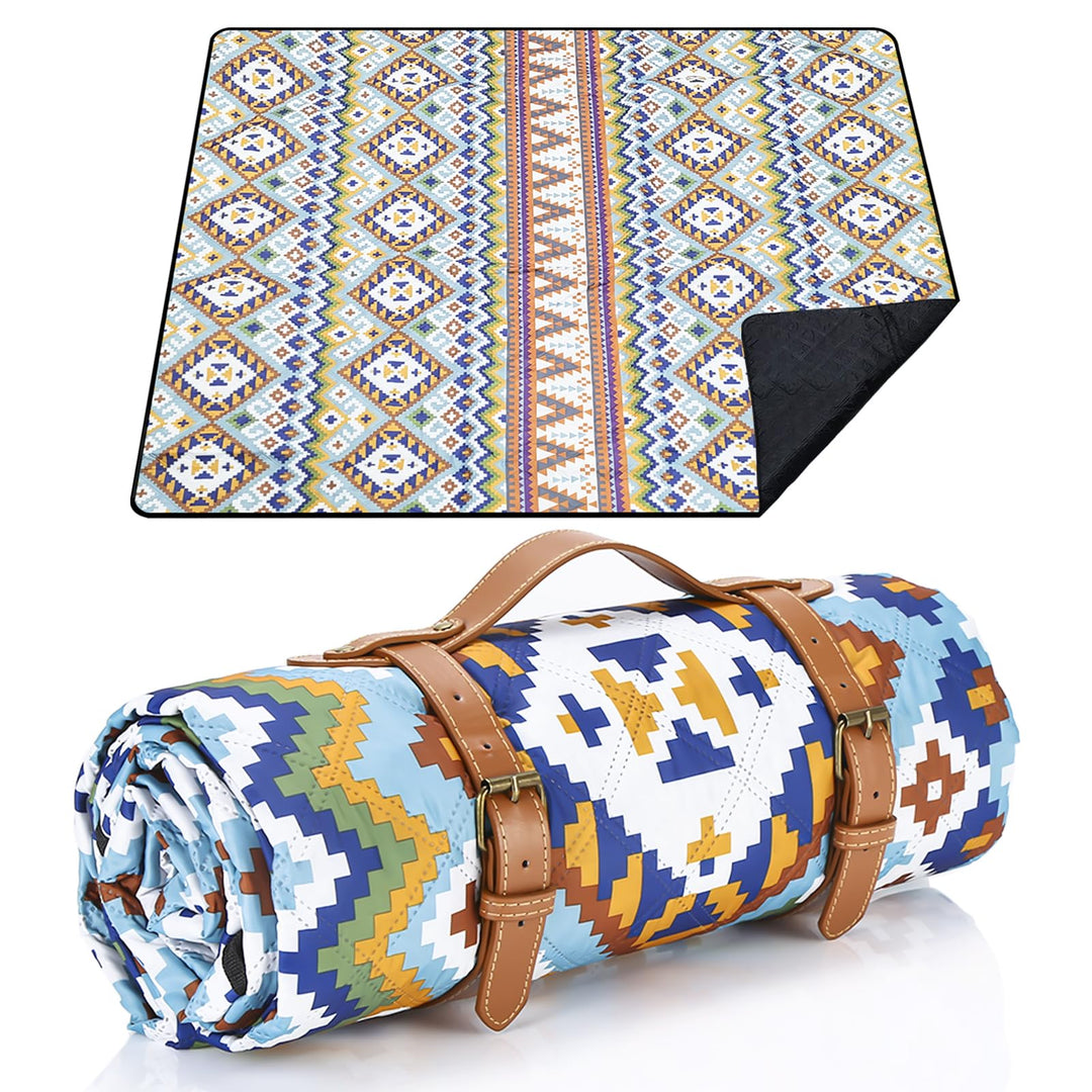 Picknickdecke 200 x 200cm,Boho Picknickdecke Wasserdicht,Tragbare Waschbar Extra Grosse Stranddecke