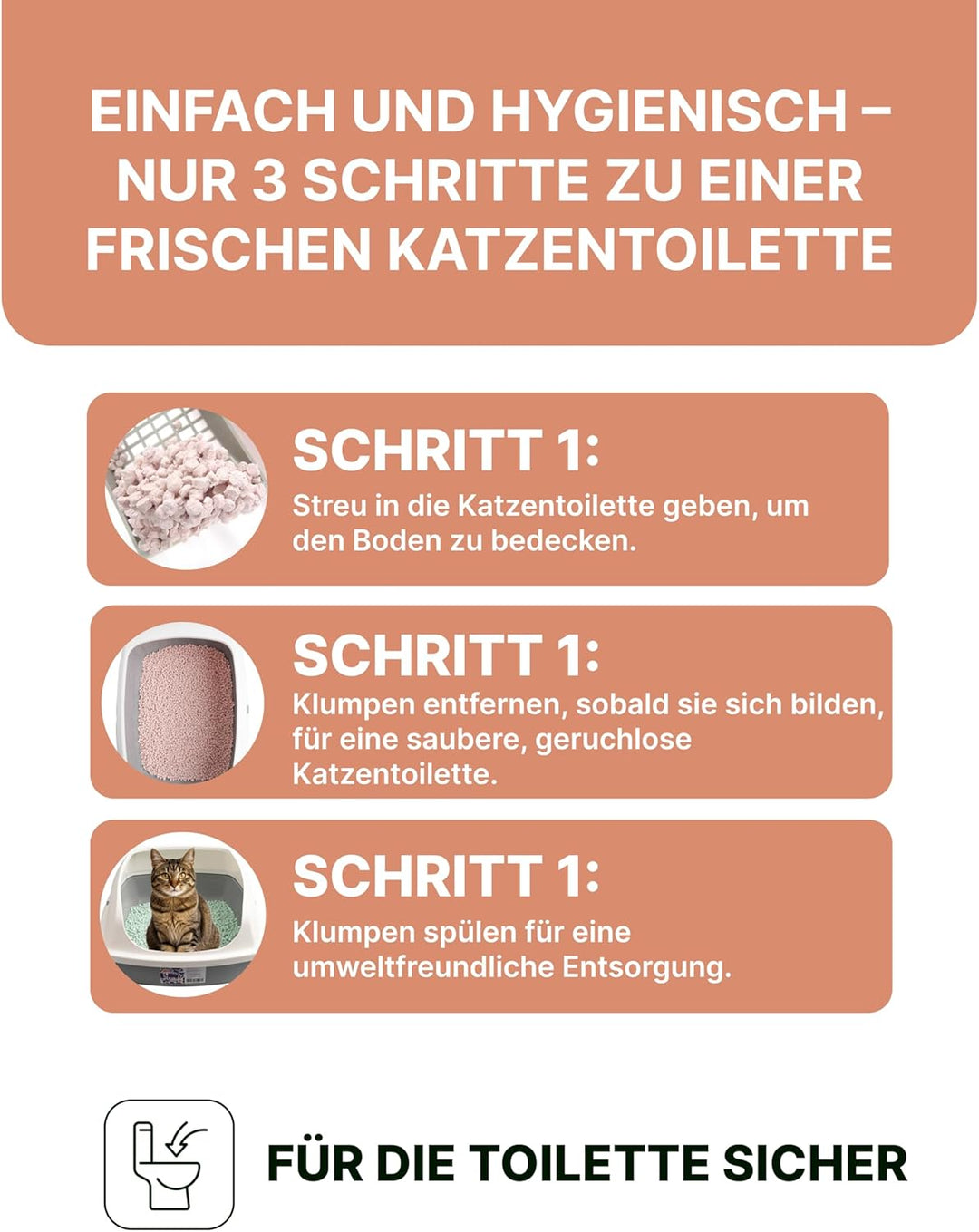 Pfirsich & Tofu Katzenstreu | Antibakterielle, spülbare und Geruchshemmende | Katzenstreu staubfrei