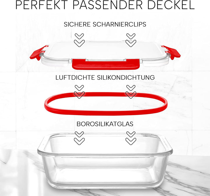 Zulay 12er-Set Glas-Frischhaltedosen für Meal Prep, Tupperdosen Set aus Glas mit luftdichten Deckeln
