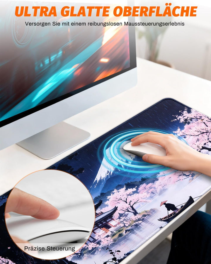 XXL Mauspad Gaming Anime Japanische Kunst 900x400mm, Grosses Schreibtisch Mauspad mit Starker Anti-R