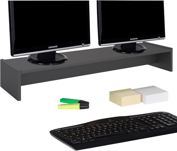 CARO-Möbel Monitorständer Zoom für 2 Monitore Bildschirmerhöhung Schreibtischaufsatz Tischaufsatz 10