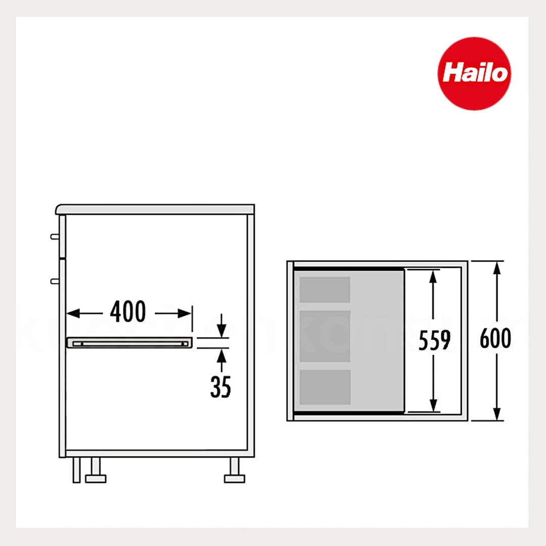 Hailo Schrankauszug Ablage Innenauszug Einlegeboden Systemschublade Tablarboden 60 cm Schrank Hellgr