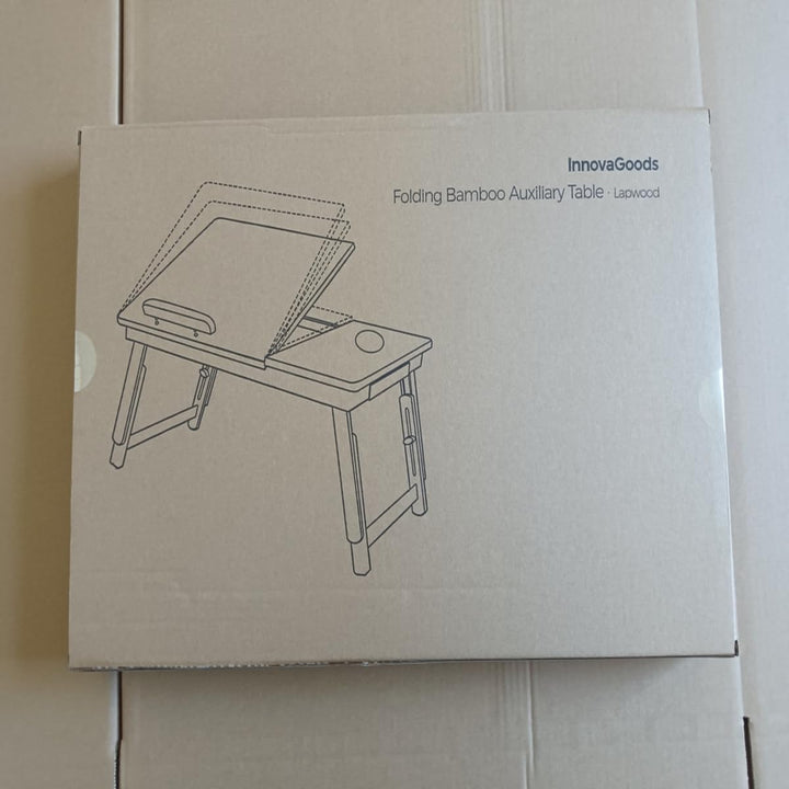 InnovaGoods Lapwood Klappbarer Beistelltisch aus Bambus, Holz, 53,5 x 21-27 x 34 cm. Medidas aprox.