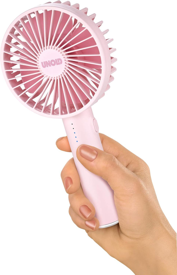 Unold Handventilator Breezy II Pink 86624 – Akku Handventilator 5 Stufen, 2–8 Std. Laufzeit, USB-Lad