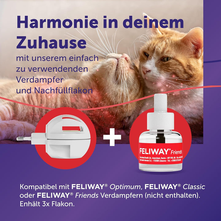 FELIWAY Friends Vorteilspack für Katzen | 3x Nachfüllflakon | reduziert Konflikte &amp; Spannungen zwisc
