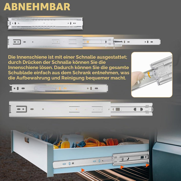 AOLISHENG Schwere Schubladenschienen Vollauszug 800 mm Kugellager schubladenführungen 68 kg Tragkraf