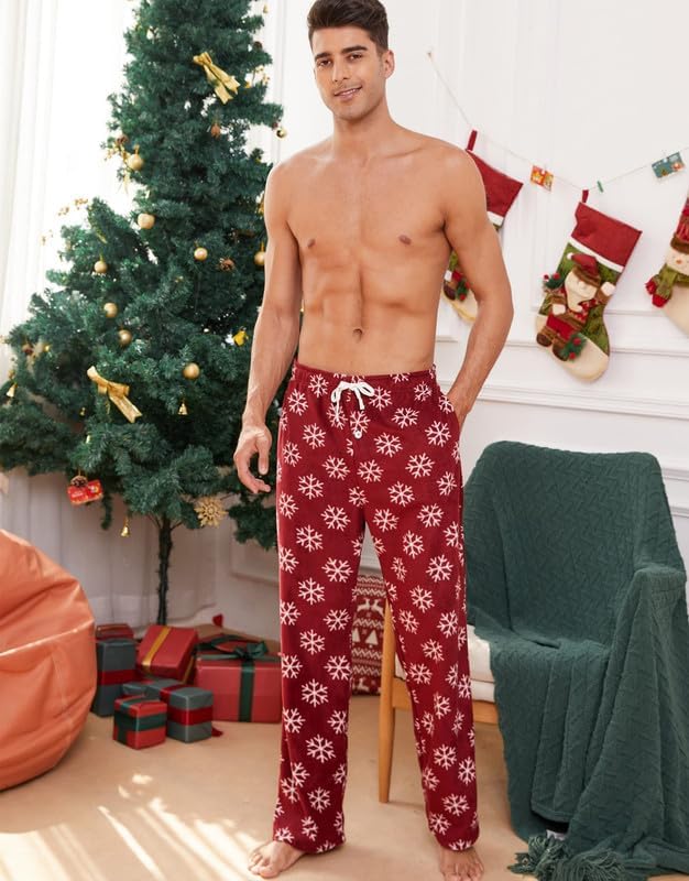 U2SKIIN Pyjamahose Herren lang kariert Schlafhose Schlafanzughosen für Herren Fleece Pyjama Hosen Na