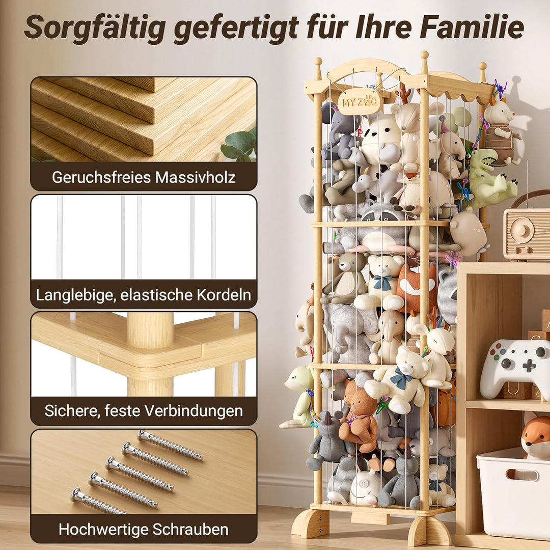 COSYLAND Holz Kuscheltier Aufbewahrung - Stofftier Aufbewahrung -Plüschtier Aufbewahrung für Kinderz