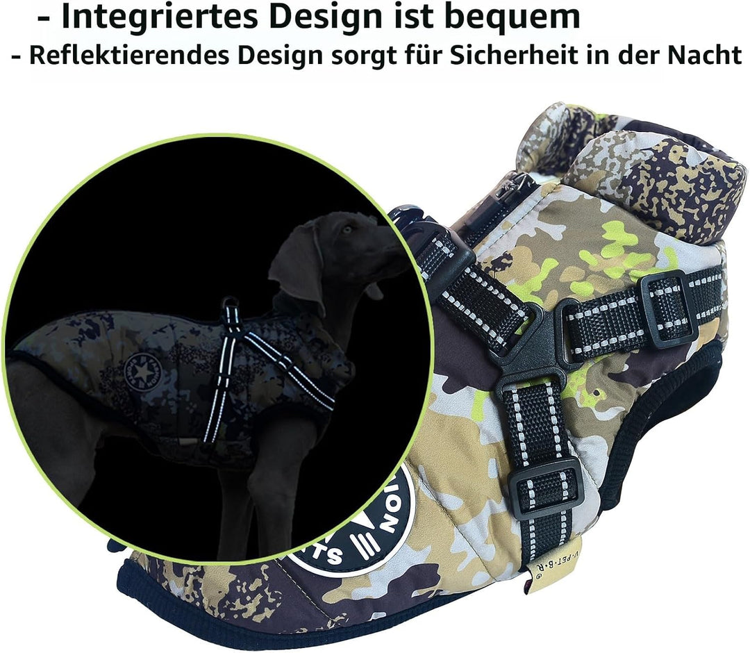 Oncpcare 2 in 1 Hundekleidung für grosse Hunde, Winter Warme Hundemantel Jacke Weste, Haustier Mante