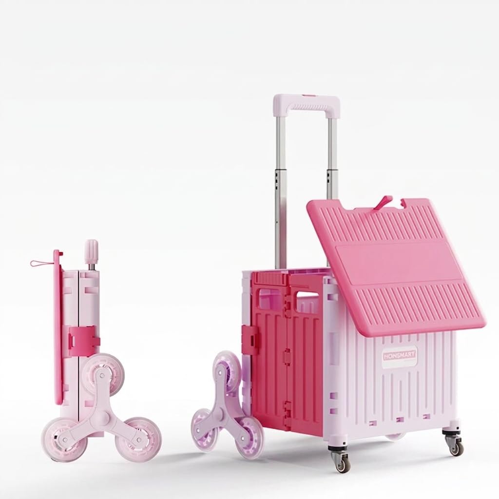 Faltbarer Einkaufstrolley 65L, Leichtgewicht 4,2 kg, mit Teleskopgriff, Klappbox auf Rollen für Eink