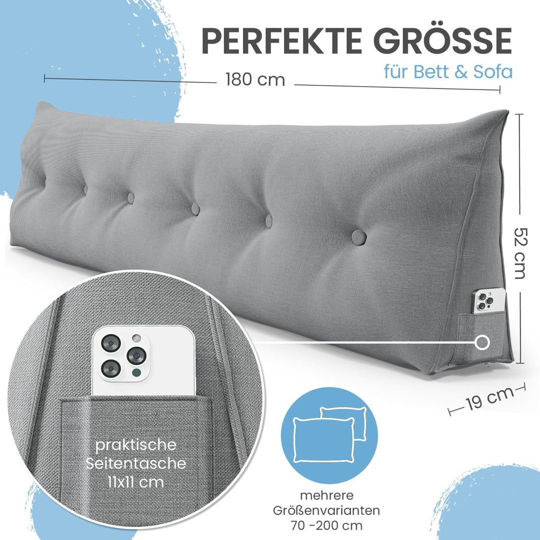 maxVitalis Rückenkissen, Keilkissen für Bett und Sofa geeignet, Lendenkissen, dreieckiges Lesekissen
