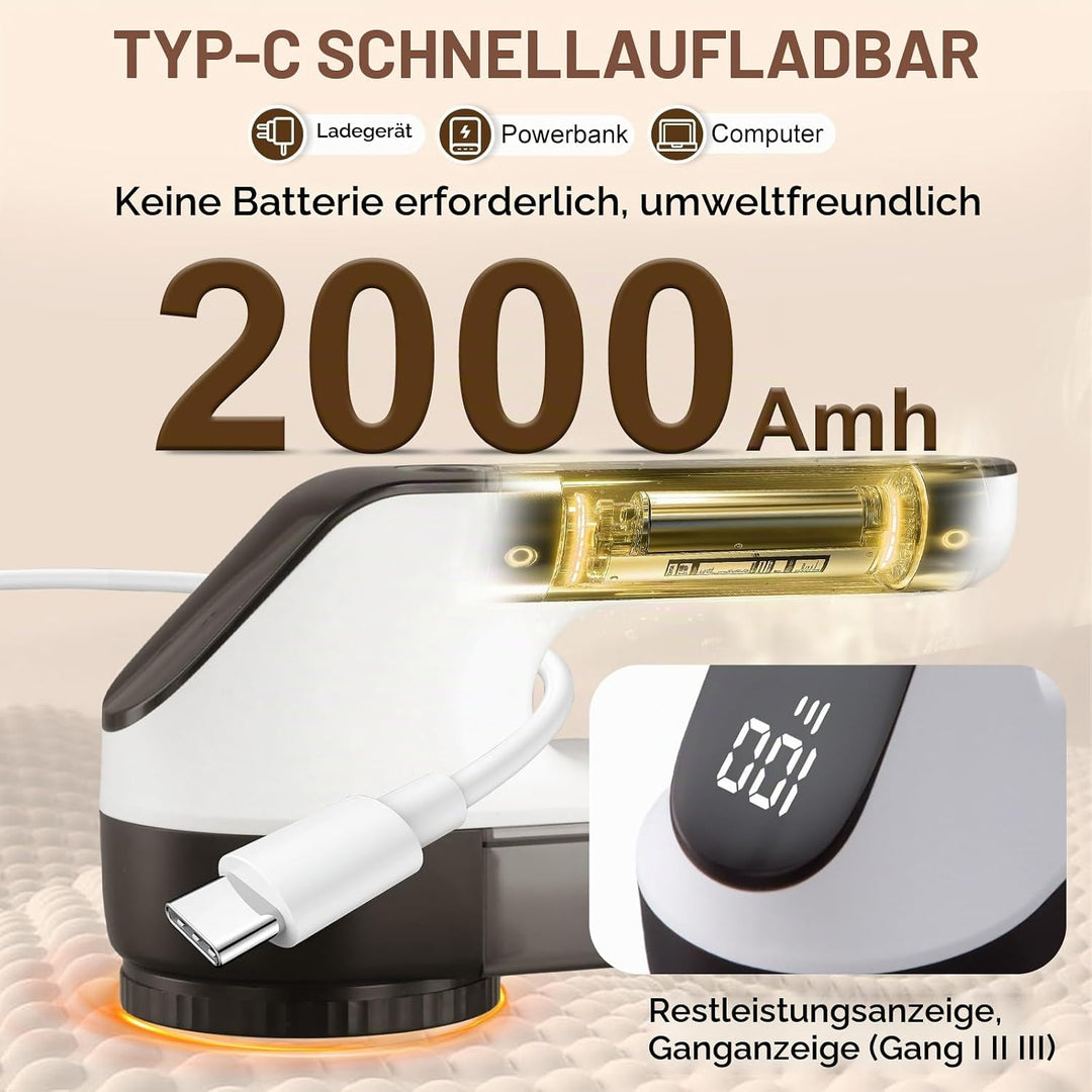 Fusselrasierer Elektrisch, LED-Anzeige 3 Einstellbaren Leistungsstufen USB Wiederaufladbar Fusselent