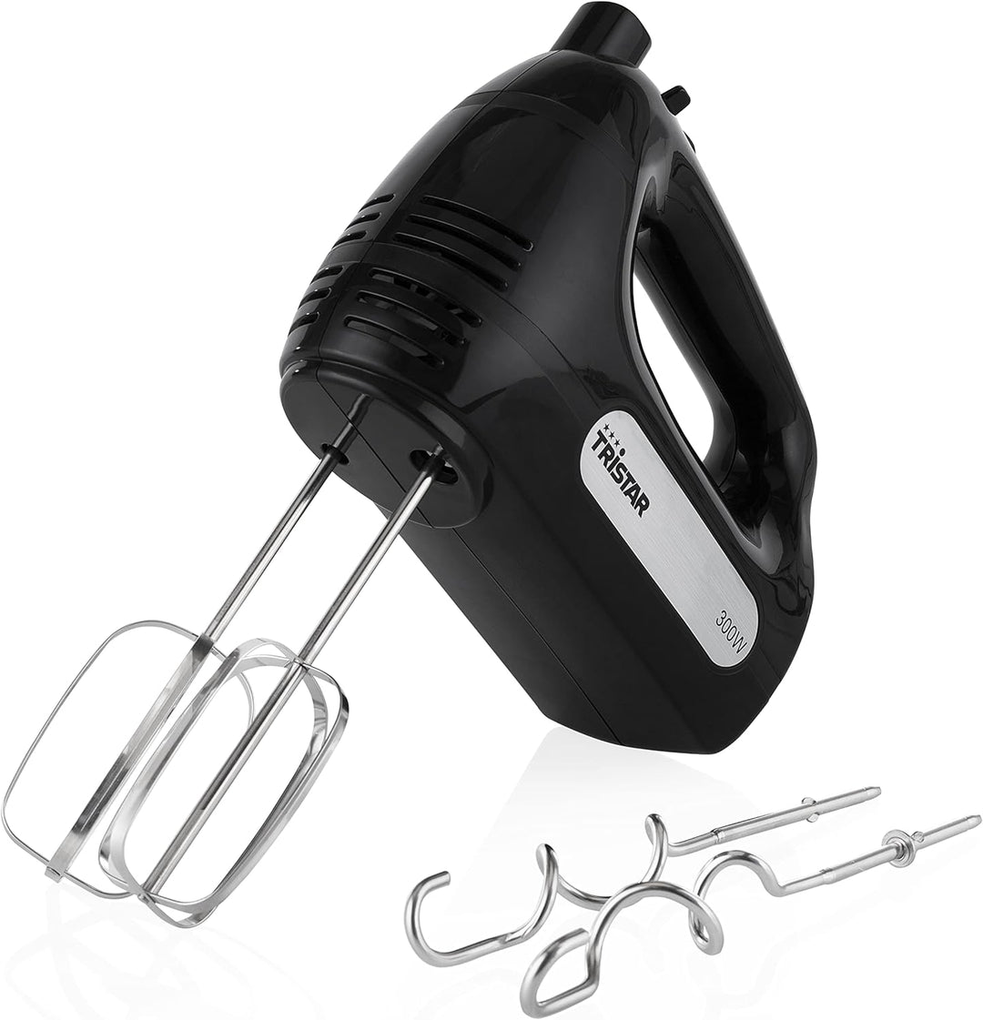 Tristar MX-4201 Handmixer, 5 Geschwindigkeits- und 1 Turbostufe, 300 Watt Leistung, mit 2 Teighaken