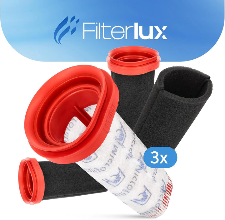 SATZ MIT 3 STÜCK FILTER KOMPATIBEL MIT BOSCH FLEXXO SERIE 4 & ATHLET ZOO AKKU STAUBSAUGER FILTERLUX