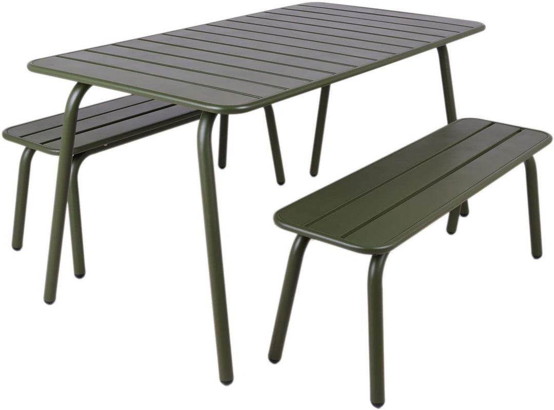 MaximaVida Gartenbank Max aus Metall 120 cm olivgrün - ohne Rückenlehne 120 x 35 x 45 cm Olivgrün, 1