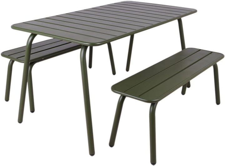 MaximaVida Gartenbank Max aus Metall 120 cm olivgrün - ohne Rückenlehne 120 x 35 x 45 cm Olivgrün, 1