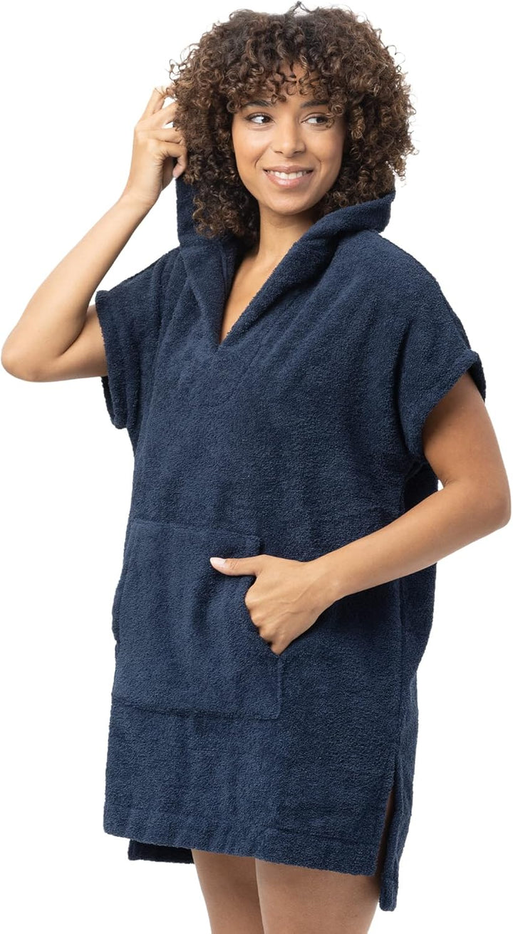 HOMELEVEL Poncho Damen Frottee - Badeponcho Badetuch aus 100% Baumwolle - Handtuch für Strand Sauna