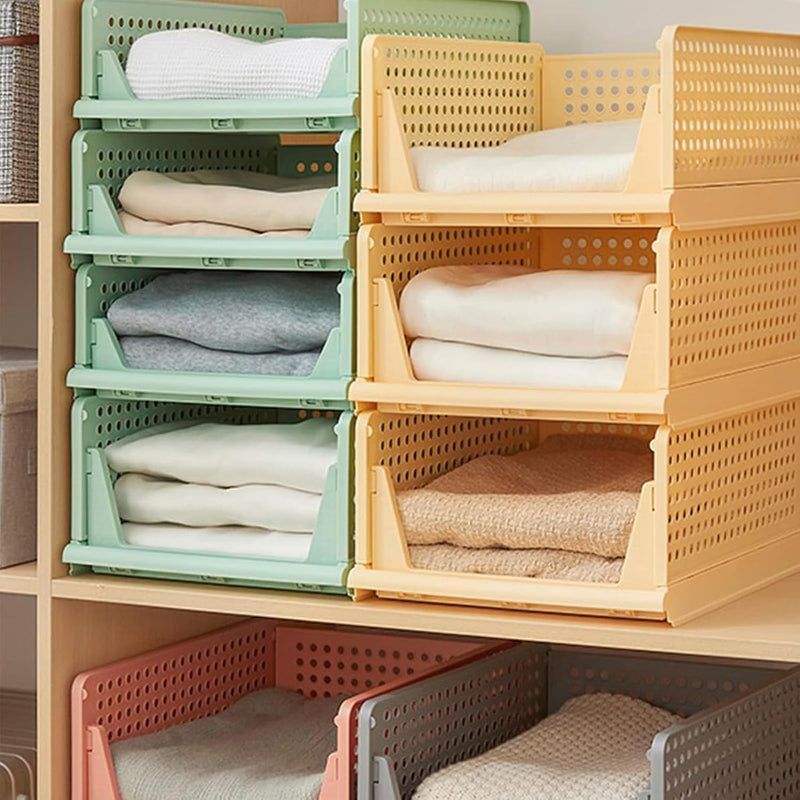 RMAN 4 Stück Kleiderschrank Organizer Schubladenbox Stapelbare Schrank Organizer Kleiderschrank Rega