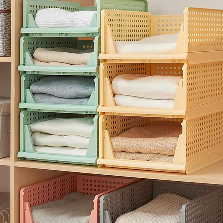 RMAN 4 Stück Kleiderschrank Organizer Schubladenbox Stapelbare Schrank Organizer Kleiderschrank Rega