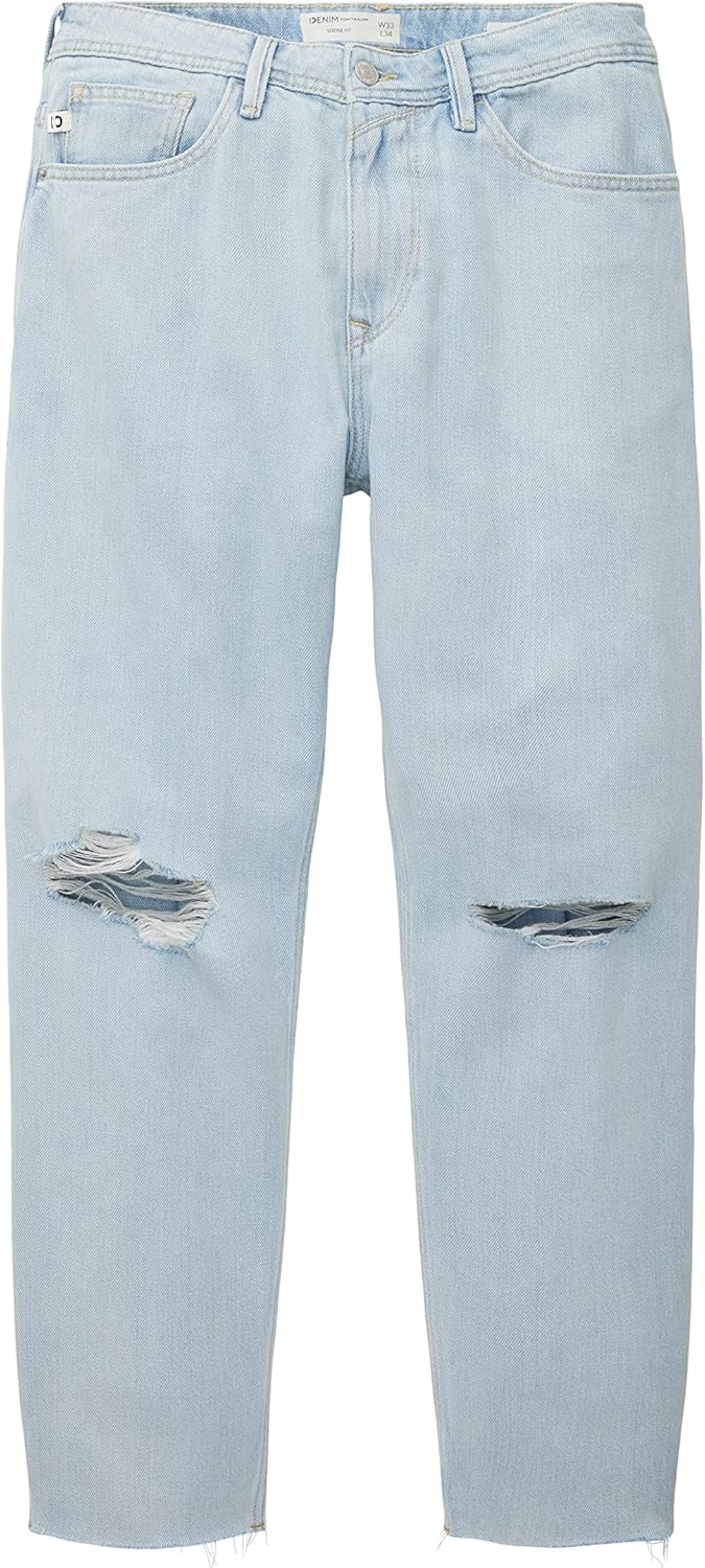 TOM TAILOR Denim Herren Loose Fit Jeans 30W / 34L 10117 - Used Bleached Blue Denim, 30W / 34L 10117