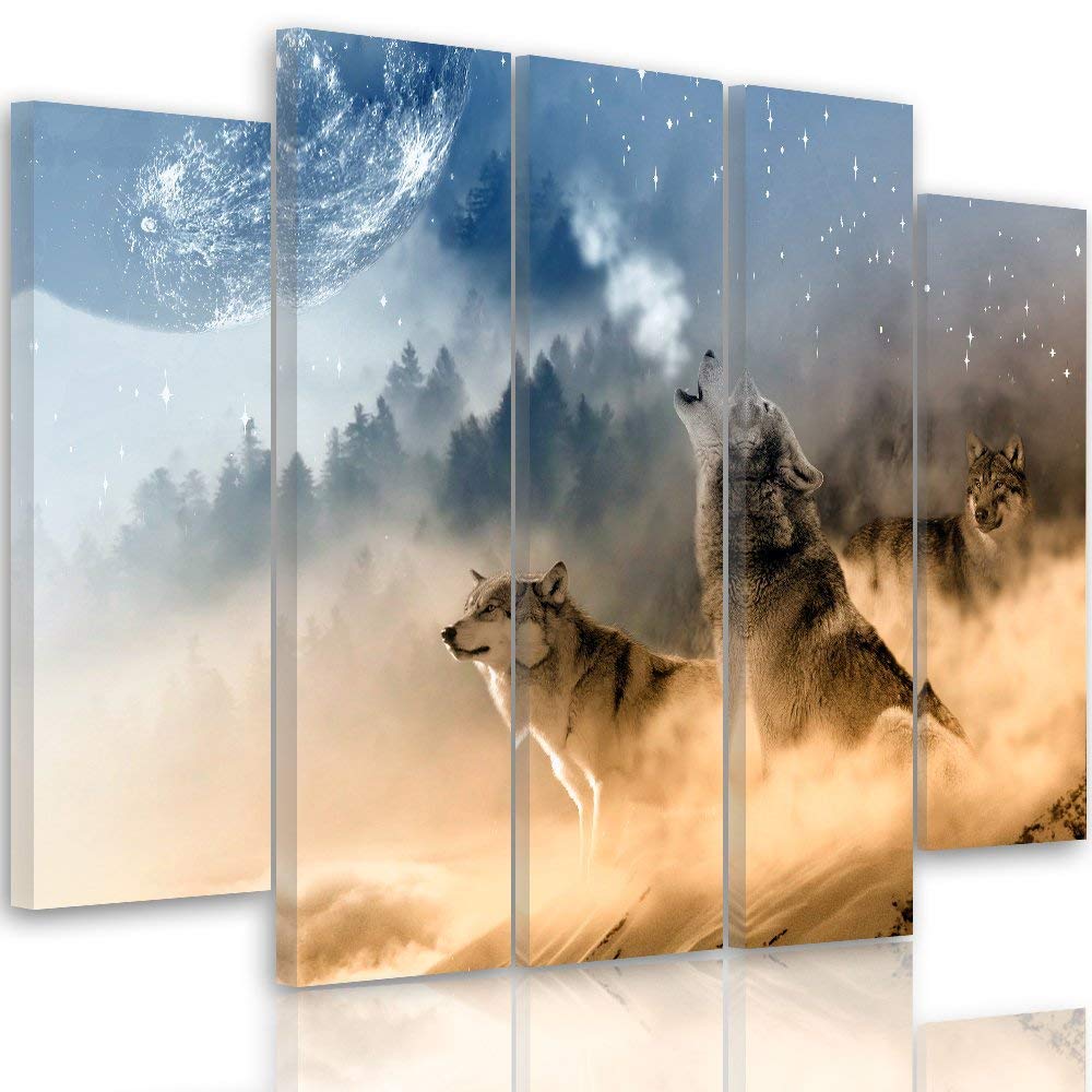 Feeby Leinwandbild - 5 Teile - Bilder, Wand Bild, Wandbilder, Kunstdruck XXL, 5-Teilig, Typ B, 150x1