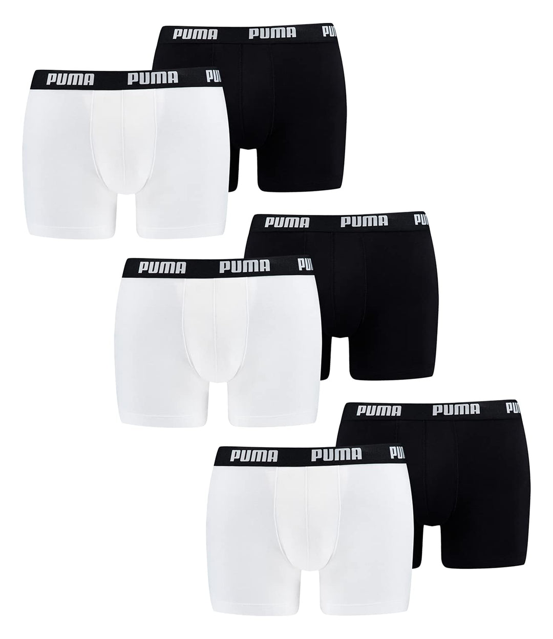 PUMA Herren Boxershorts Unterhosen 100004386 6er Pack, Wäschegrösse:2XL, Artikel:-301 White/Black